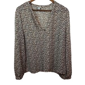 A New Day Animal Print Sheer Pullover Blouse XXL